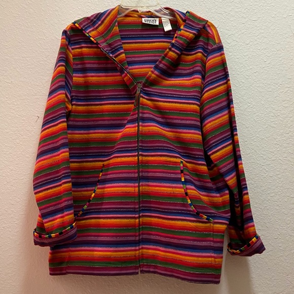 Rainbow Striped Zip-up Hoodie - Picture 9 of 16